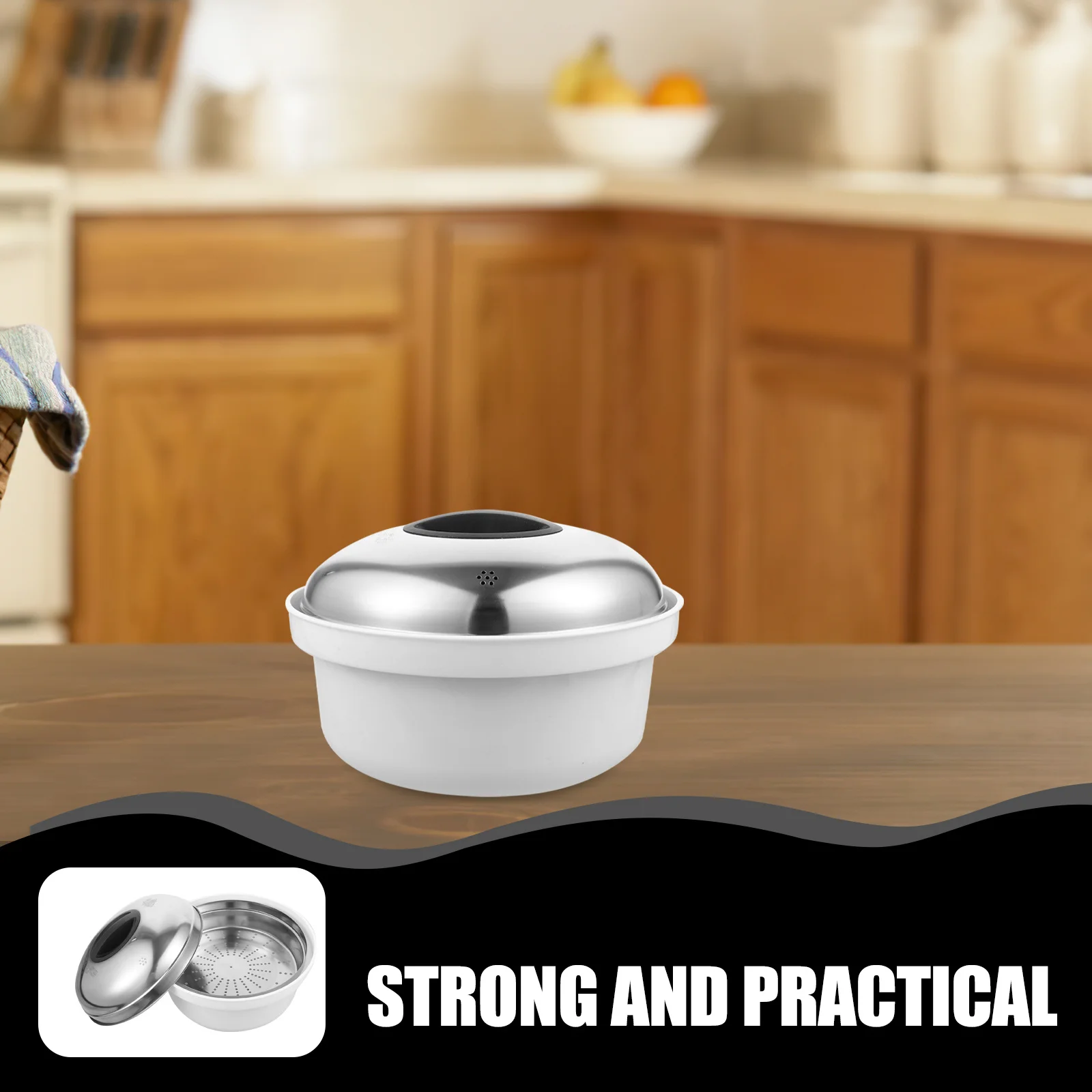 

Microwave Steamer Set Stainless Steel Classic Design Plastic Handles Convenient Quick Steaming for Vegetables Meat Dumplings