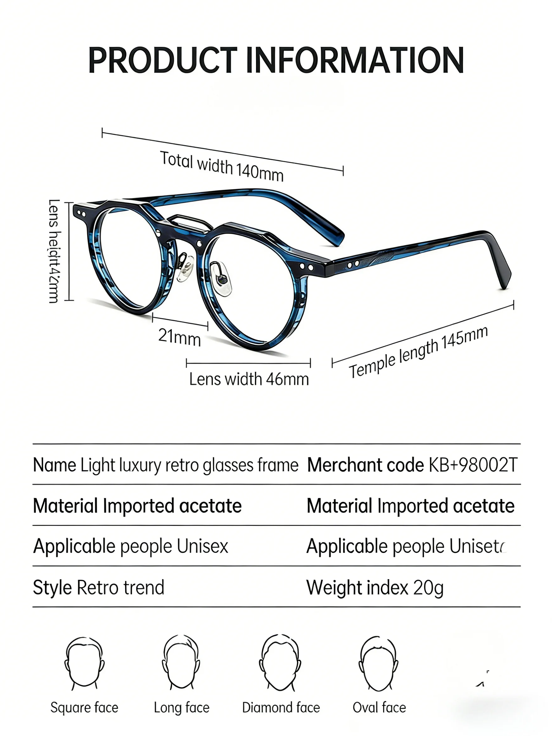 Premium Acetat Brille Rahmen Runde Niet Luxus Marke Designer Männer Brillen Retro Optische Gläser Frauen Brillen Brillen – Detail 7