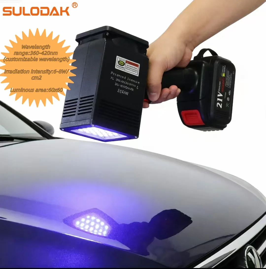 Handheld Car Paint Detection Second Curing High-power 150W 6060 Model  Curing Lamp Remote Control For Testing 365mm