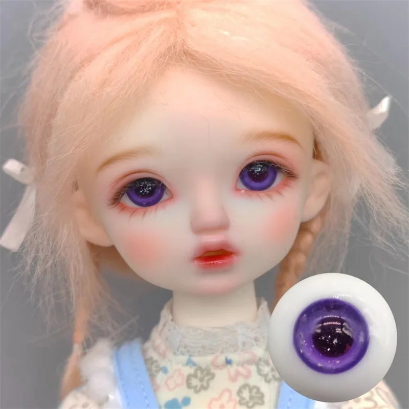 BJD doll eyeball suitable for 1/3 1/4 1/6 size small iris purple silver powder streamer pattern glass eyeball doll accessories