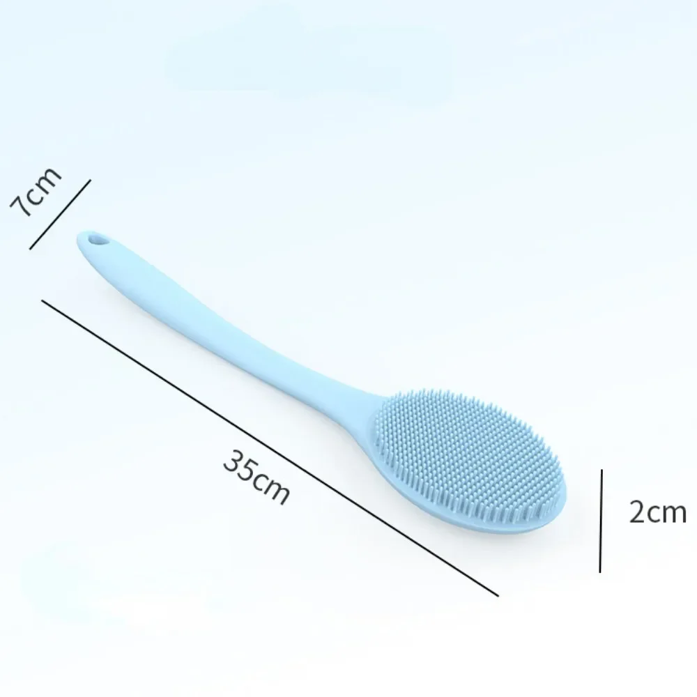 1Pc Silicone Back Bath Scrubber Long Handle Body Bath Brush Mud Back Scrubber Shower Massage Exfoliation Shower Brush