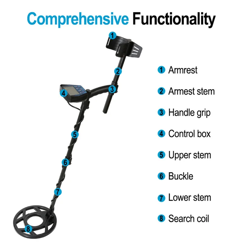 -A14E للكشف عن المعادن، كاشف المعادن بمؤشر تناظري مع شاشة إضاءة خلفية 4.3 بوصة، للكشف عن العملات الذهبية وصيد الكنز سهل T