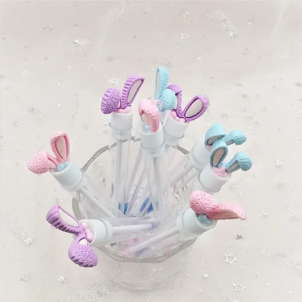 Brosse à mascara multicolore avec peigne rond et oreilles de lapin, baguette à paillettes transparentes, tube d'extension de cils créatif