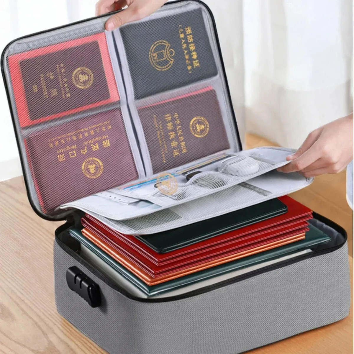 Multi-layer Multi-functional ID Storage Bag Simple Travel Passport Bag Family ID Storage Bag Stationary Organizer Desk Storage