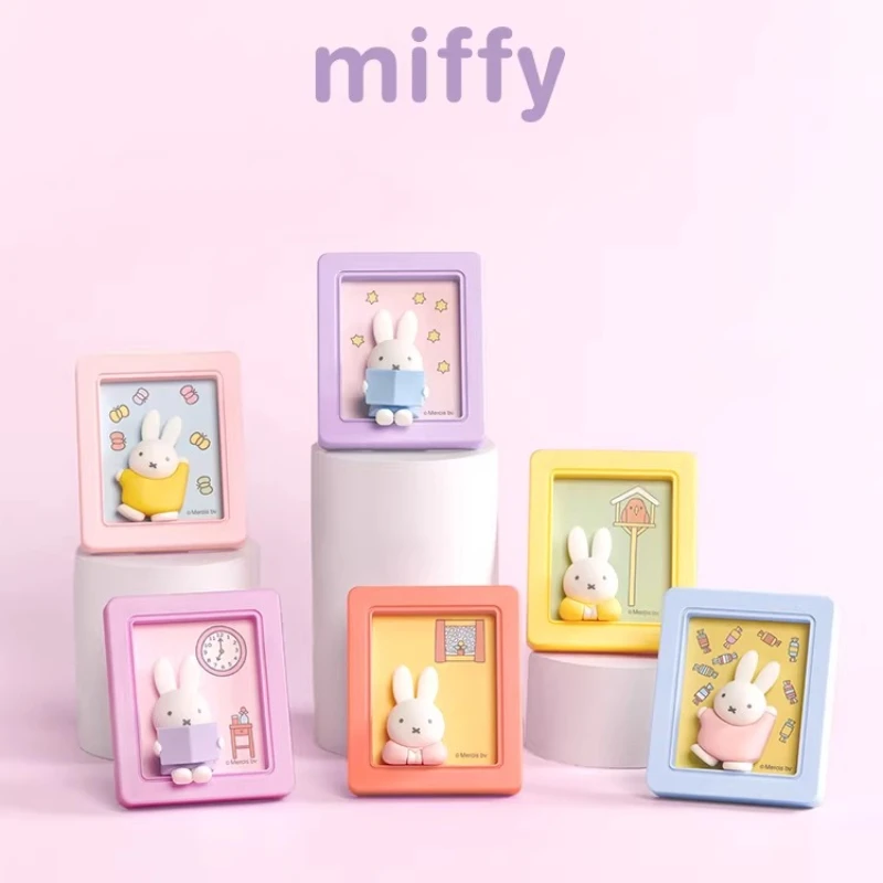 

Miffy Photo Frame Phone Stand Blind Box Studying Reading Dreaming Rabbit Model Magnetic Refrigerator Sticker Decoration Gift