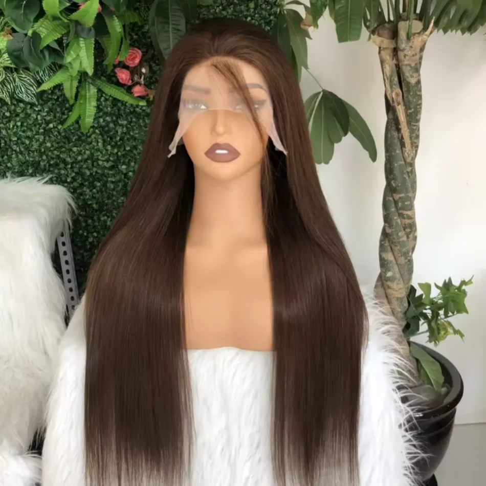 

13x6 Коричневый Парик Фронта Шнурка Человеческие Волосы Шоколадно-Коричневый Бесклеевой Прямой 13x4 Прозрачный Парик Фронта Шнурка Для Женщин Предварительно Сорванные