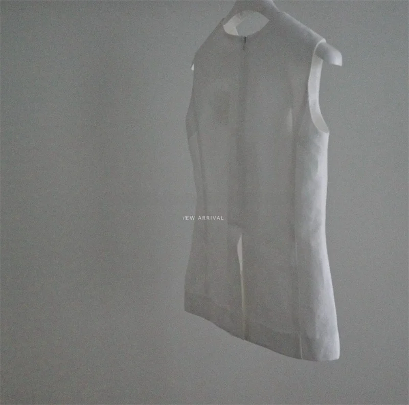 Bla White PREON 여름 신상 슬리퍼 오니 스웨이블 코튼 린넨 조끼 다용도 여성 아우터웨어 레귤러 길이