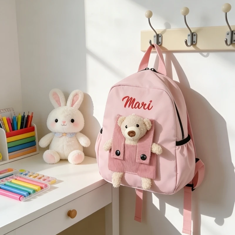 

Personalized Name Backpack Lightweight Waterproof Toddler Cute Bear Schoolbag for Kindergarten Preschool Kids Gifts