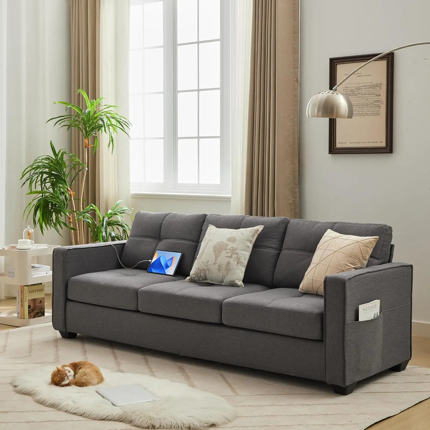 Sofa Couch Sectional Couches, Living Room Furniture Comfy Modular Convertible Sofas with Ottoman, Home Sofa Set with Chaise