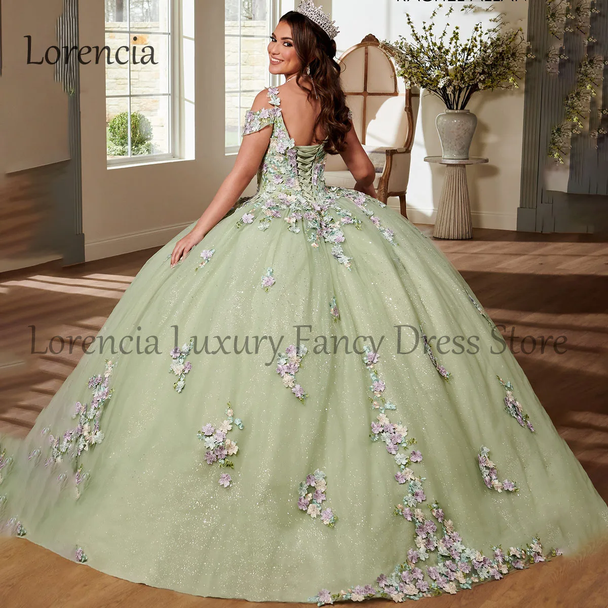 Abito Quinceanera verde messicano abito da ballo senza maniche Applique aperto sul retro corsetto con perline dolce 15 16 abiti formali De 15 asenos