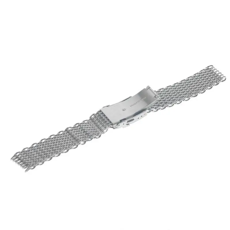 Malla de acero de tiburón para reloj milanés, Correa tejida a presión doble, 18/20/22/24mm