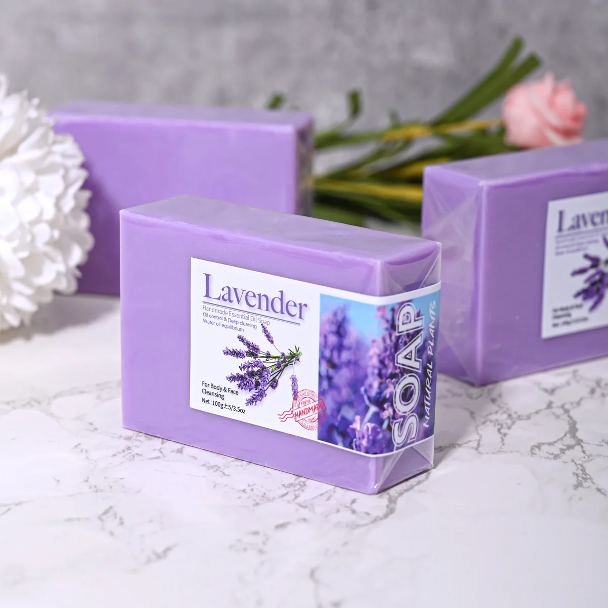 Natural Organic Lavender Essential Oil Soap Handmade Soap for Cleansing, Refreshing, Oil Control, Bath Soap