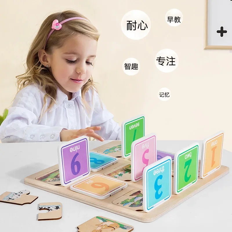 Number 1 To 9 Counting Puzzle Wooden Toy Montessori Children\'s Early Education Color Recognition 2-4 Year Old Baby Gift