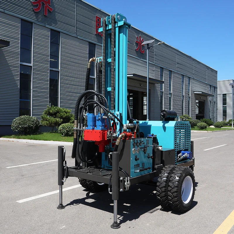 Customized Water Drilling Rig 300M Movable Diesel Powered Engine Full Hydraulic System Wheel Mounted Drilling Machine