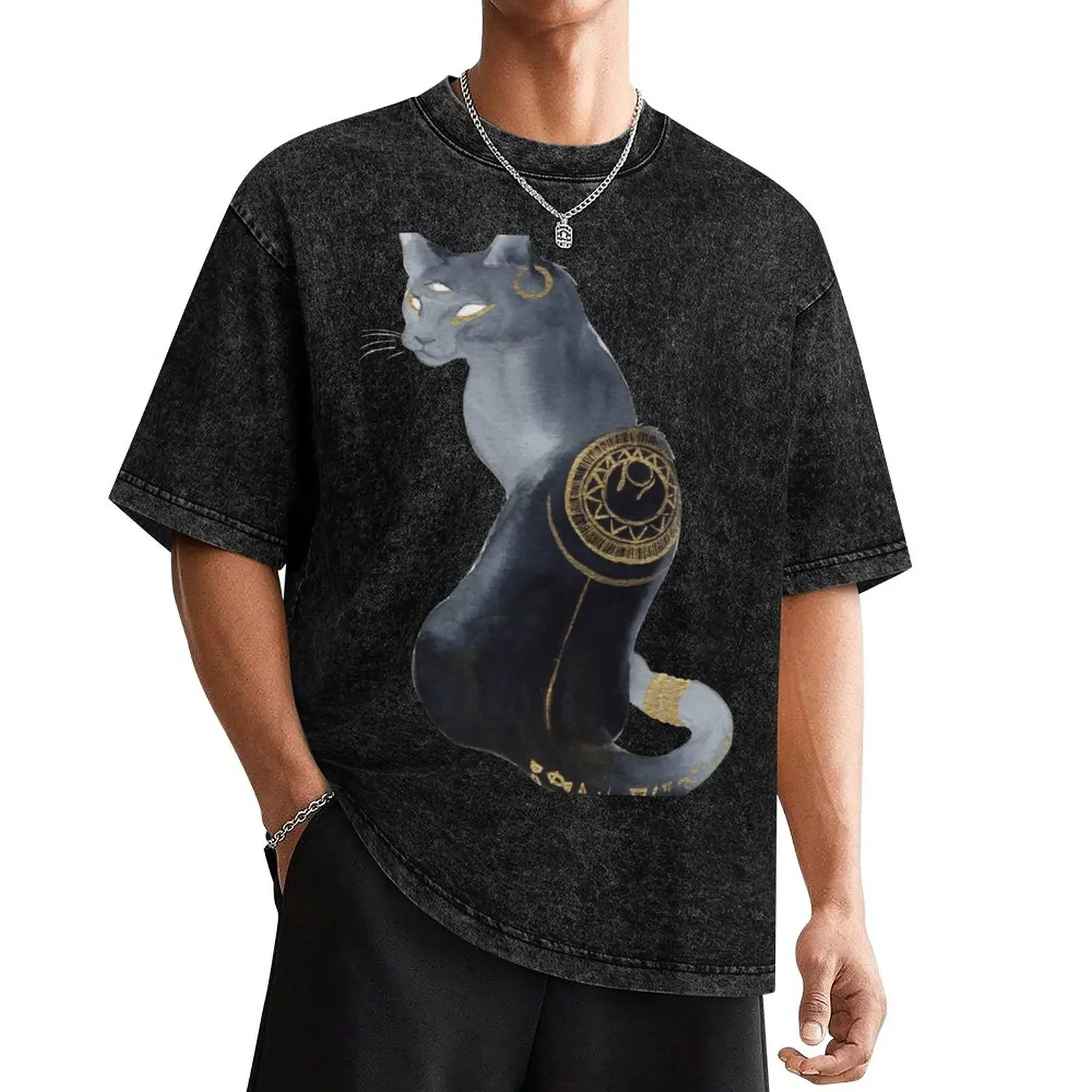 

Golden Cat Goddess T-Shirt cotton graphic tees custom shirt vintage clothes anime t shirts men workout shirt