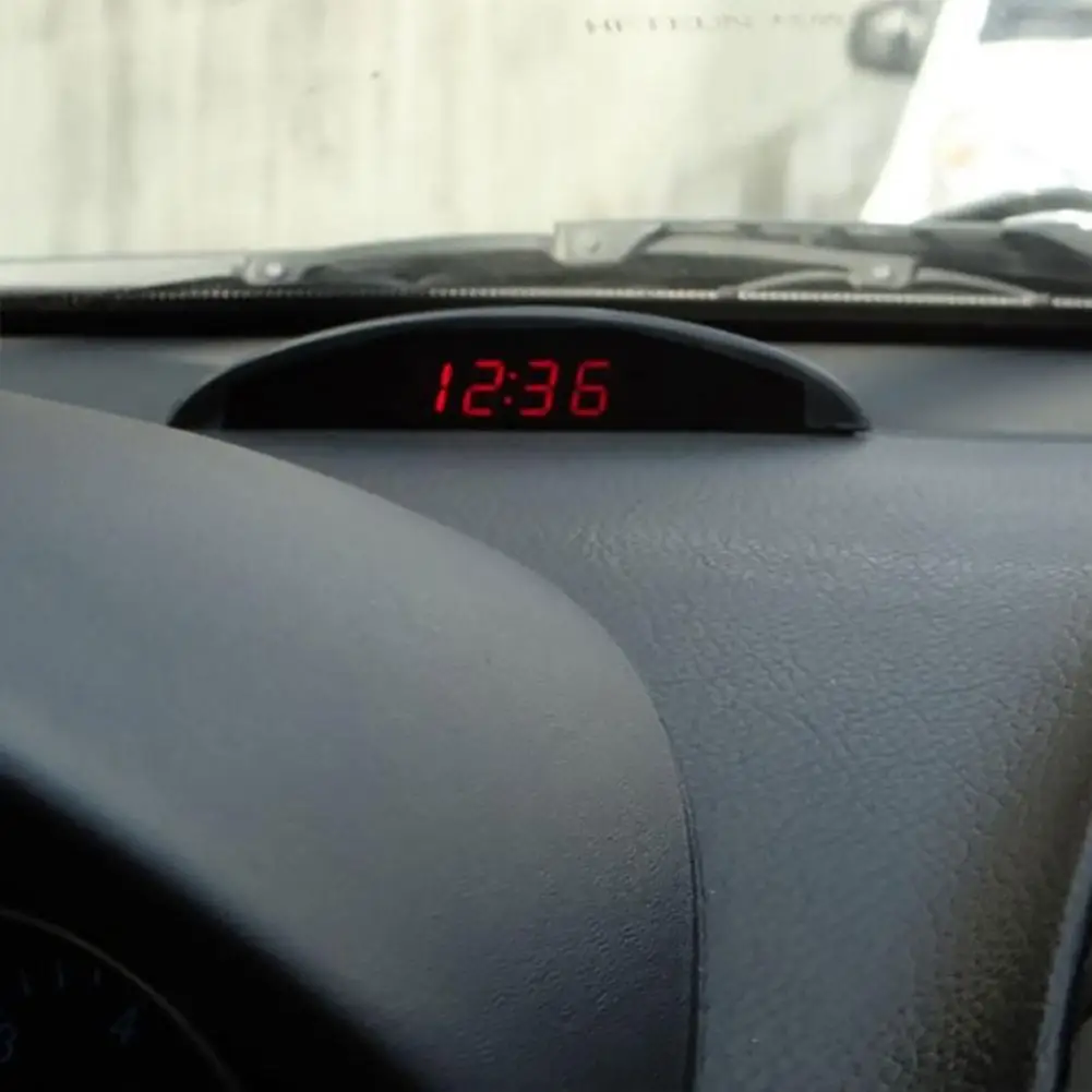Practical Electronic Clock  3-in-1 Function Sturdy Car Thermometer  LED Car Digital Clock
