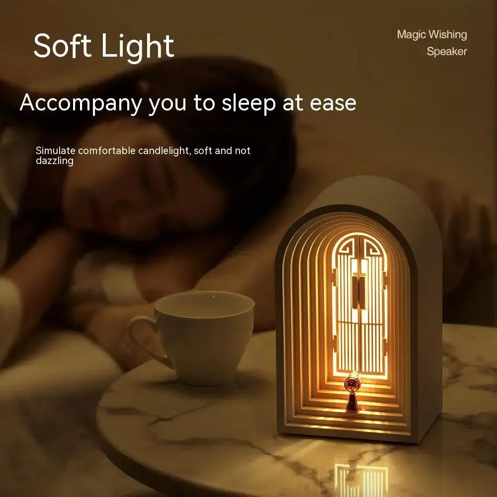 Nórdico LED Night Lights com Bluetooth, Decoração Leitor de Música Sem Fio, Candeeiro de Mesa, Escurecimento, Toque Inteligente, USB, Retro, Escurecimento, 5.1