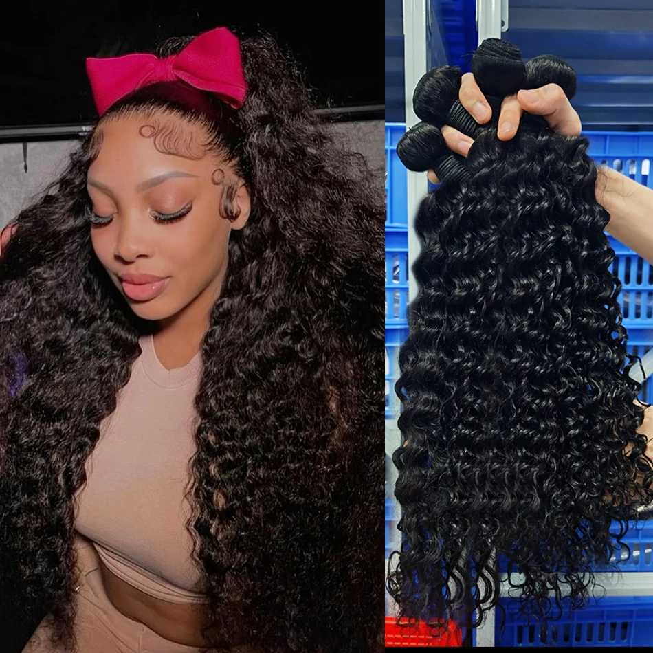 

30 40-дюймовые необработанные волосы 16A Глубокая волна Вьющиеся 100% пучки человеческих волос Бразильские 3 4 пучка волос Парик плетения Наращивание волос Девственные парики