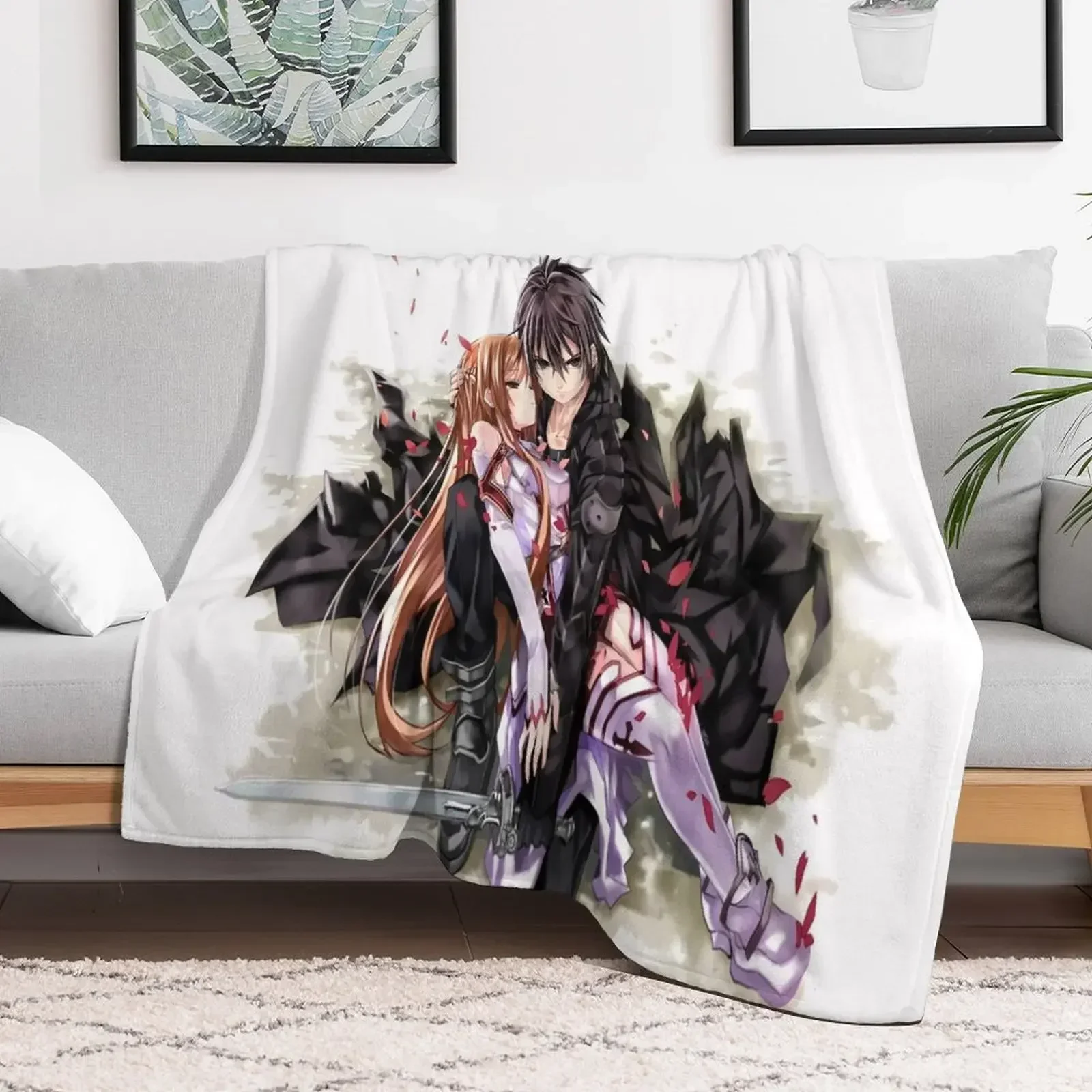 

Sword Art Online - kirito and asuna Throw Blanket anime Thin Blankets