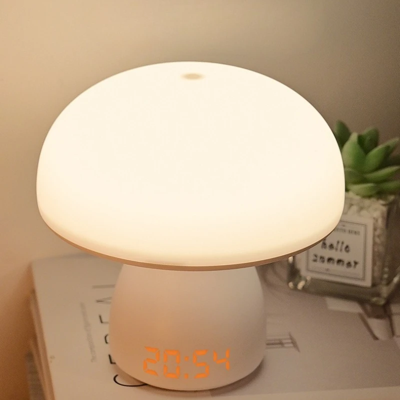 Plastic Clock Floor Lights Home Bedsides Ornaments Remote Control Touch Clock Atmosphere Sleeping Mushroom LED Night Table Lamps