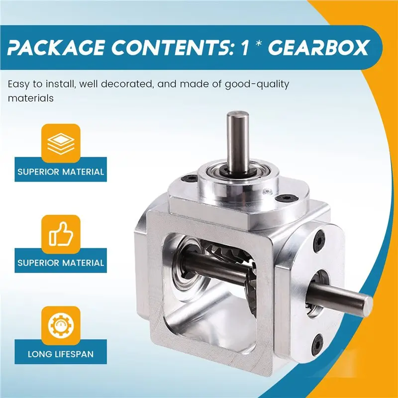 AT63-Gearbox Mounting Hole 90 Degree Right Angle Bevel Gear-Box 1:1 Shaft 1 Module 20 Teeth Bevel Gear Single Output  Left