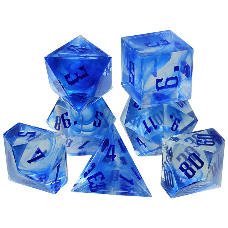 

7 шт. краевые разноцветные кубики из смолы для настольных ролевых игр DND для Dragon & Dungeons RPG COC, набор акриловых кубиков D&D Dices