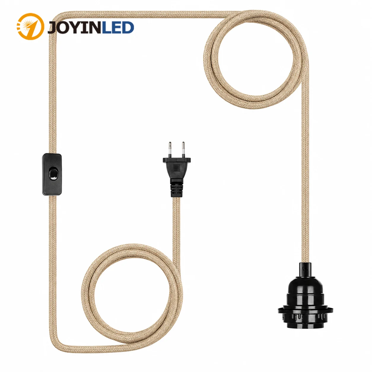 JOYINLED E27 Lamp Base with 4.5M Textile Cable ON/OFF Switch Plug in Cable Pendant Light Socket Cord Hanging Lamp Holder