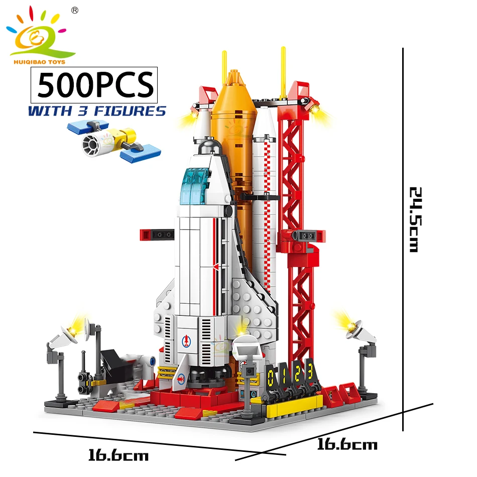 HUIQIBAO Raum Luftfahrt Bemannte Rakete Bausteine Mit Astronaut Figur Stadt Luft-und Raumfahrt Modell Ziegel Kinder Spielzeug für Kinder