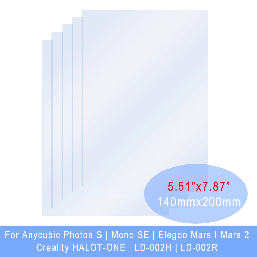 

FEP Film 5.5 Inch 200*140*0.15mm for Creality ANYCUBIC Photon S Elegoo Mars 2 UV Resin 3D Printer Release Films FEP Sheet