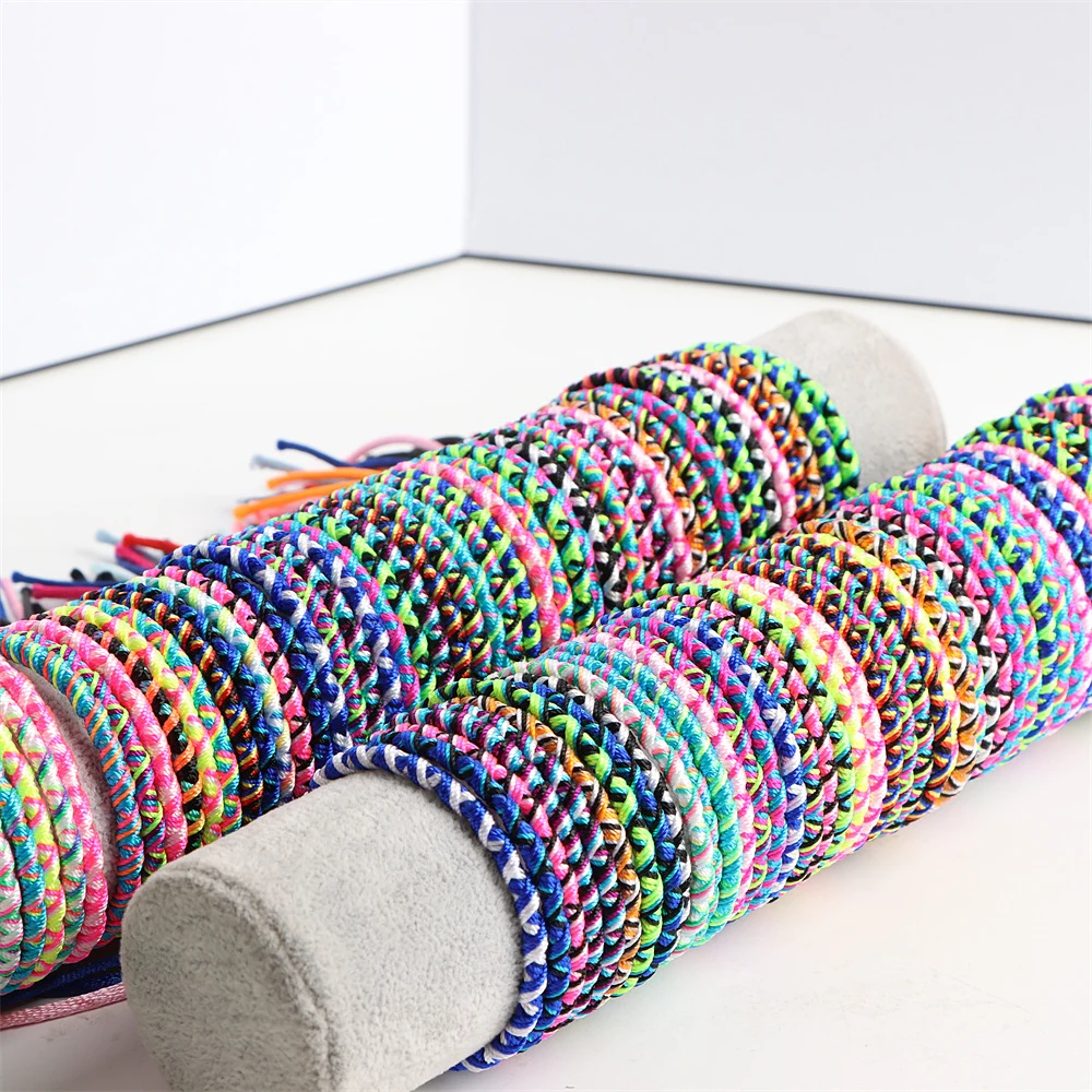 Fashion Multicolor Ethnic Friendship Braided Rope Cuff Bracelets Wristband Jewelry For Women Men Lovers Gifts