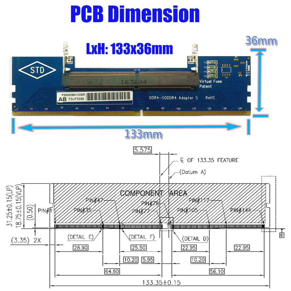 แล็ปท็อป DDR4 RAM ไปยังการ์ดอะแดปเตอร์เดสก์ท็อป, เครื่องทดสอบหน่วยความจํา SO DIMM เป็น ddr4 Converter PC