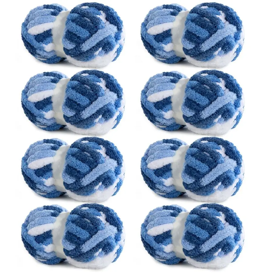 

10 мотков толстой пряжи тай-дай из синели для ручного вязания, супертолстая пряжа для вязания крючком, мягкая плюшевая пряжа 3/4 дюйма для пледов