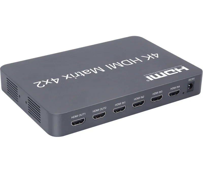 

4K 4X2 HDMI Matrix Switch Splitter 4 Channel Audioo Video To Dual Monitor mirroring Display or 2 Projectors 1080p 60Hz Converter