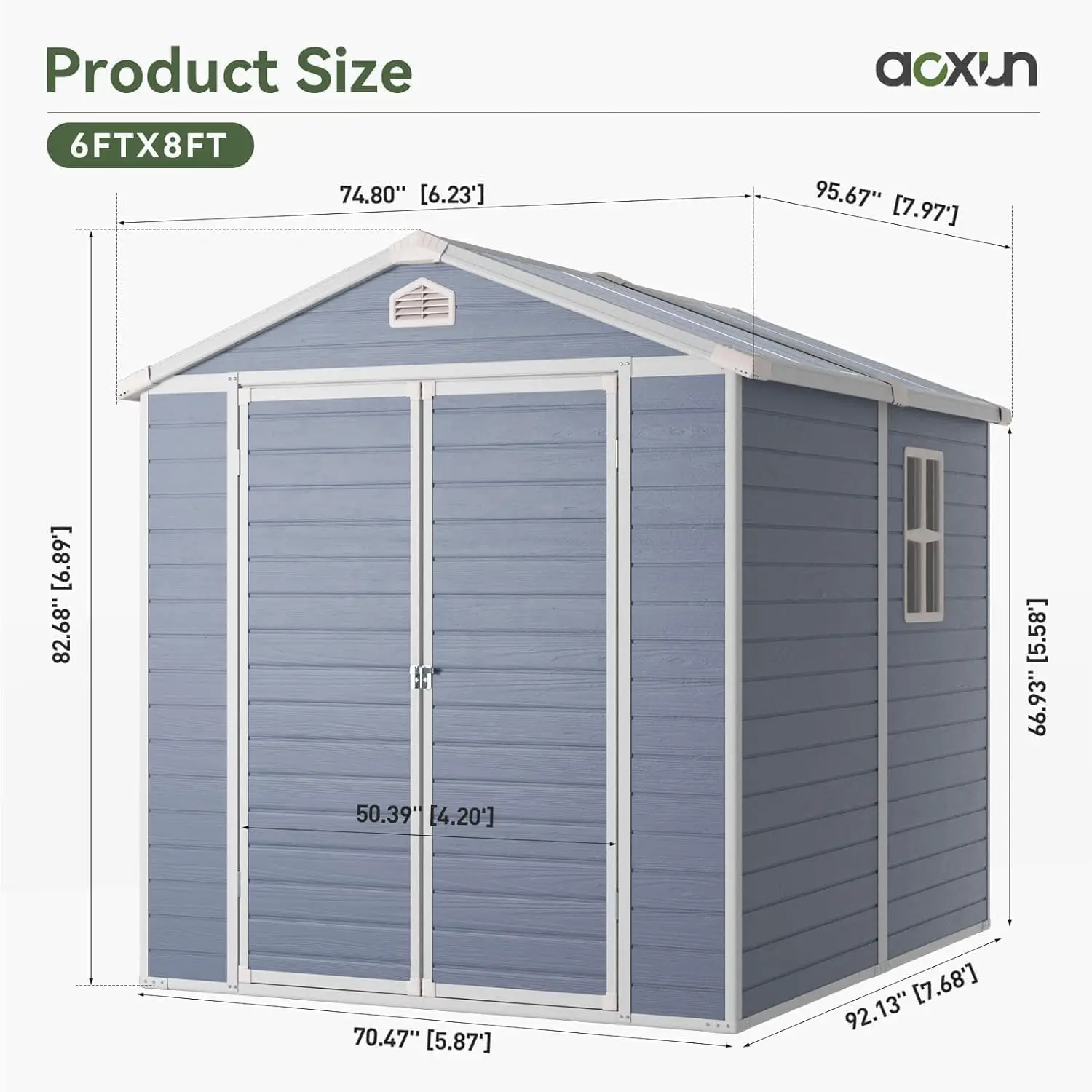 6x8 FT Outdoor Storage Shed Resin Floor Small Garden Waterproof Plastic Tool Shed, Customized - view 3