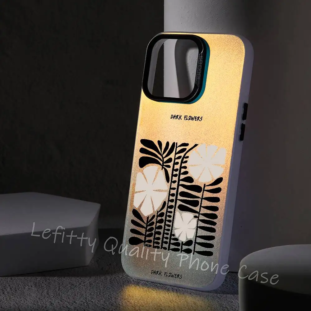 

Abstract B-Boho Floral Art Phone Case Laser Metallic For iPhone 16 15 14 13 12 11 Pro Max Matte Aurora Multicolor gradient