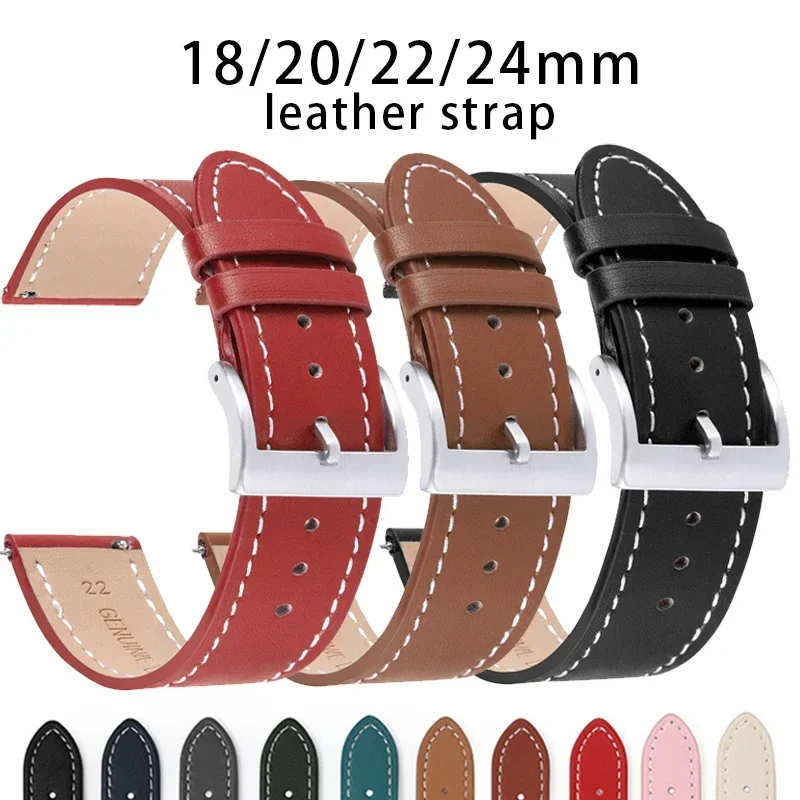 

Universal Leather Watch Strap for Rolex Watch Needle Pattern Flat End Ultra-thin Watchband 18/20/22/24mm Belt Watch Accessories