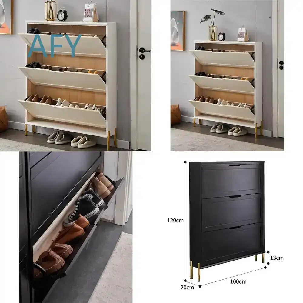 White Shoe Cabinet for Home Entryway One Meter Shoe Rack for Doorway Storage Black