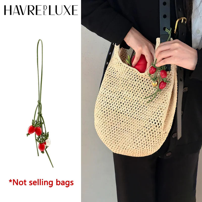 

Cowhide bag charm, exquisite tomato string pendant woman all-match cute backpack pendant bag accessories