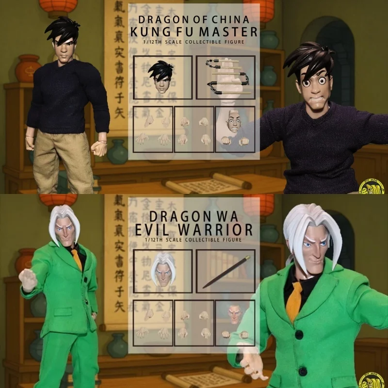 Joy Man Toys Escala 1/12 Jm012 Kung Fu Master & Jm013 Demon Gentleman Articulado Figuras de Ação Militar Coleção Decorações
