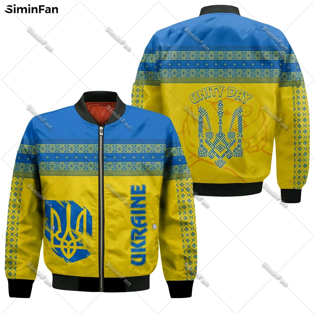 Ukraine Coat Of Arms 3D All Over Print Bomber Jacket Mens Winter Quilted Cotton Coats Unisex Windproof Outwear Female Autumn Top