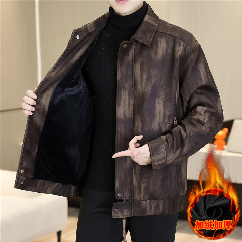 

Fashion Men's Thick Hooded Fleece Jackets Winter Casual Slim Fit Plush Padded Parkas Youth Streetwear Windproof Warm Tops Coats