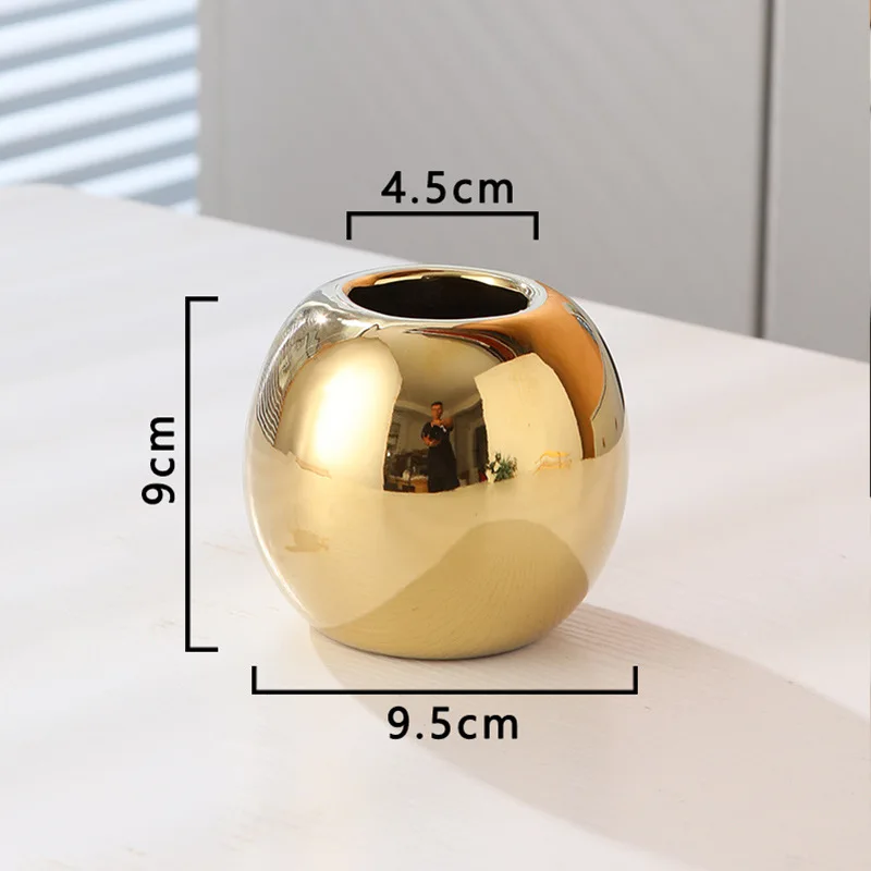 Gold Plating Ceramic Vase Crafts Relief Cylinder Flower Bottle Plant Container Office Flower Planter Pot High Sense Table Decor