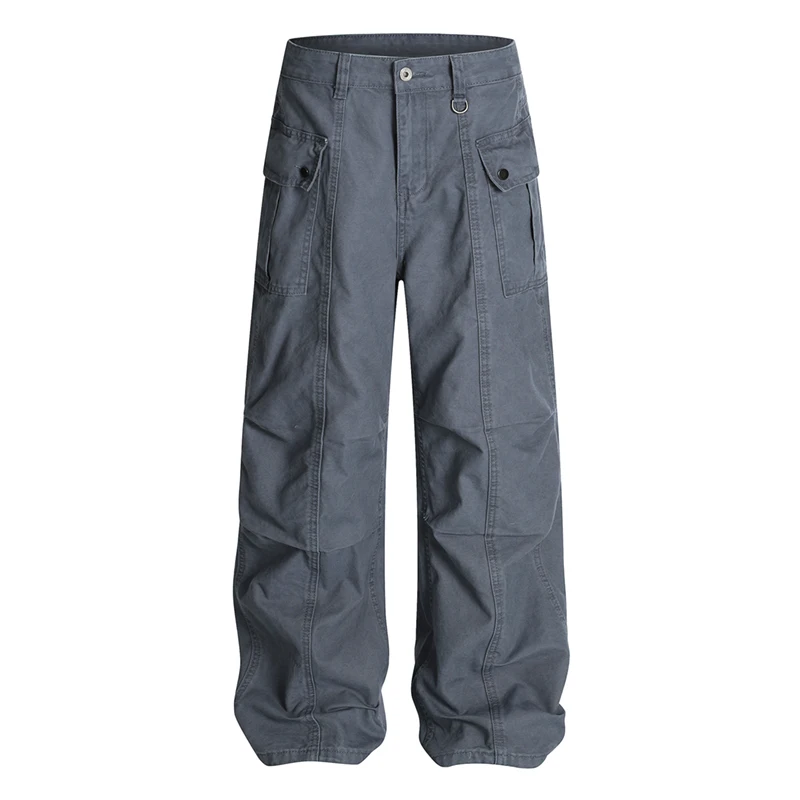 

Unisex Straight Fit Slimming 2026 Spring Autumn Casual Pants Knee Pleated Folded Fashionable and Comfortable