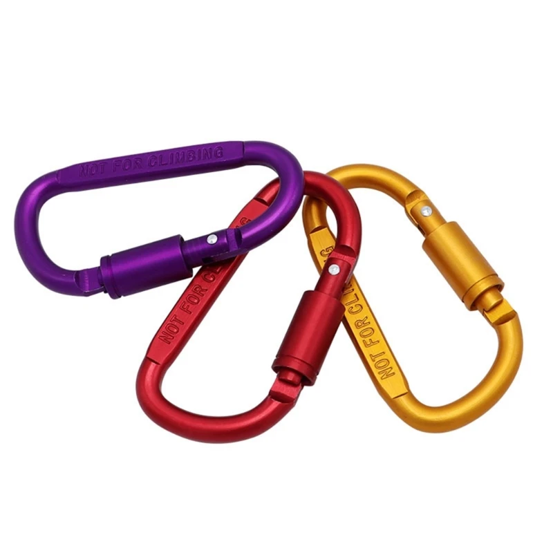 Heavy Duty Twistlock D-Shape Buckle Rock Climbing Carabiner Replacement Aluminum Alloy Mountaineering D Ring Clip D5QD