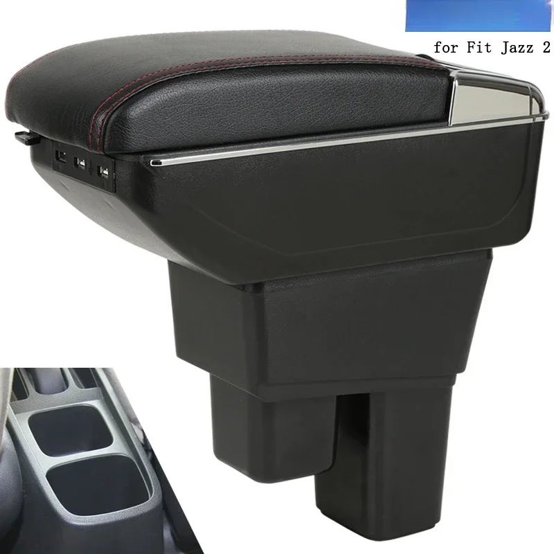 New luxury For Honda Jazz Armrest box For Honda Fit Jazz 2 Car Armrest 2008-2013 2009 - 2013 Arm Storage box car accessories