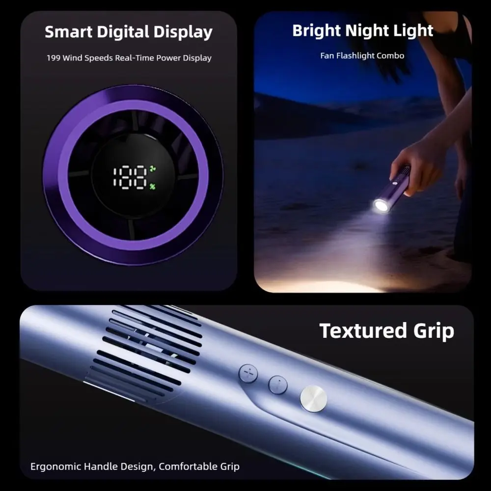 Tragbarer Mini-Kühlventilator in Lippenstiftgröße, USB-aufladbarer Handventilator, faltbarer Taschenventilator mit digitaler Anzeige, Klimaanlagen-Ventilator – Detail 8