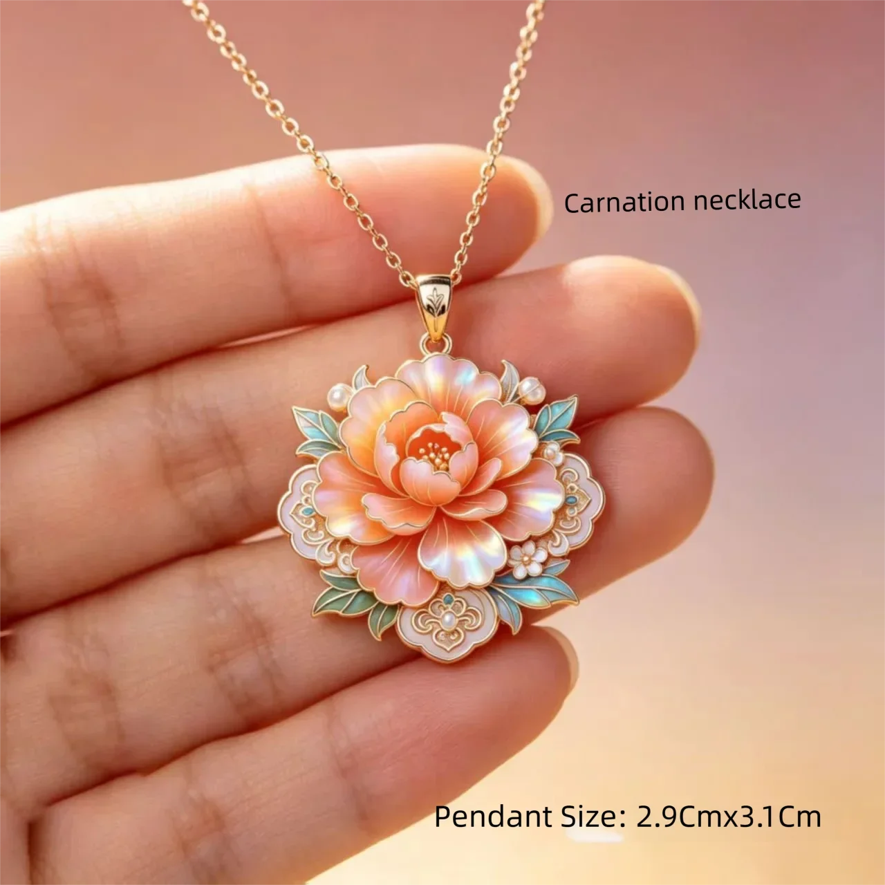 Collares Tendencia 2026 Carnation Floral Necklaces and Pendants Fashion Jewelry Romantic Present For Girlfriend Friend