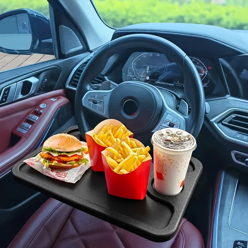 Multi-functional car steering table with cup holder - multi-functional laptop tray with storage rack, durable ABS material