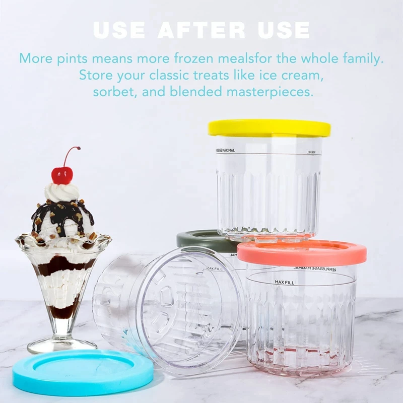 

4 Piece Ice Cream Makers Ice Cream Storage Containers 16Oz Cups NC301 NC300 NC299AMZ Series