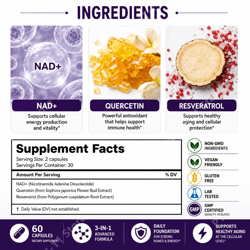 Капсулы Docteat NAD+ с ресвера – обзор и цена Wellness Quercetin